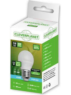 Cleverplanet Σφαιρικό Led 5W/Ε27 Ψυχρό Φως