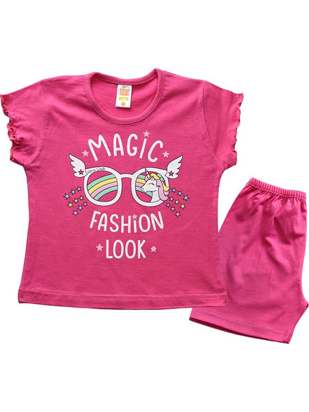 Nina Club Magic Fashion Look Παιδική Πιτζάμα Βαμβακερή Καλοκαιρινή Φούξια 148-22