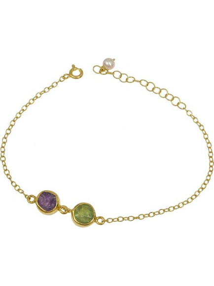 Επίχρυσο βραχιόλι 925 Peridot and Amethyst stones 041994 041994 Ασήμι