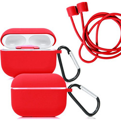 111.0143 SOFT SILICONE CASE ΜΕ ΓΑΝΤΖΟ & ANTILOST STRAP ΓΙΑ AIRPODS PRO ΚΟΚΚΙΝΟ