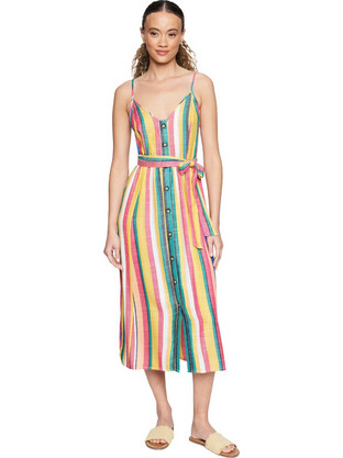 Hurley Sara Midi Καλοκαιρινό Καθημερινό Φόρεμα Πολύχρωμο 3HWD0409-LOLST