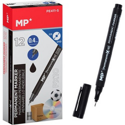 MP ανεξίτηλος μαρκαδόρος PE411-S για CD-DVD, 0.4mm, μαύρος, 12τμχ- MP