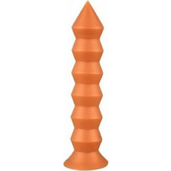 XL Dildo Σιλικόνης με Ραβδώσεις & Βεντούζα Extra Large Silicone Spring Dildo 25 x 5 cm - Χρυσό