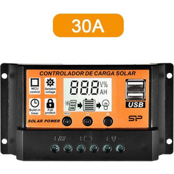 MPPT/PWM-30A 12/24v Ρυθμιστής Φόρτισης ηλιακού πάνελ Αυτόματη οθόνη LCD Solar Charge Controller διπλής θύρας USB-1τεμ