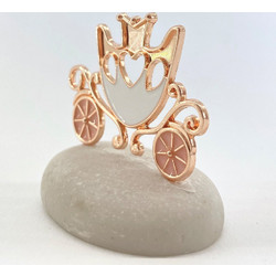 Μπομπονιέρα Βάπτισης Άμαξα Πριγκίπισσας σε Βότσαλο Ροζ Χρυσό - bleroz