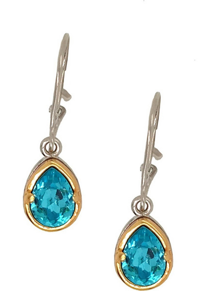 Σκουλαρίκια Anastasios Creations ασήμι 925 δάκρυ με swarovski light turquoise FSK734-LT