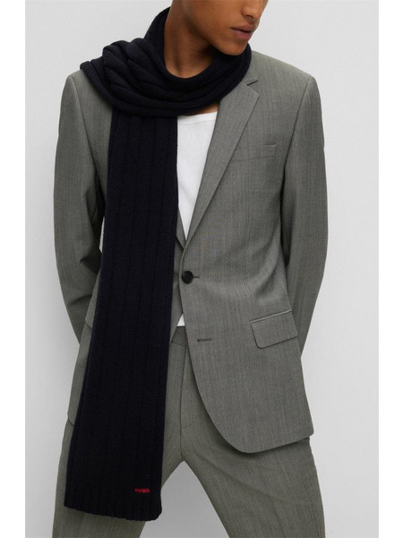 HUGO MEN ZANTON SET GIFT-BOXED HAT AND SCARF SET WITH LOGO EMBROIDERY BLACK