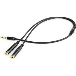CABLEXPERT 3,5mm AUDIO + MICROPHONE ADAPTER CABLE 0,2m METAL CONNECTORS