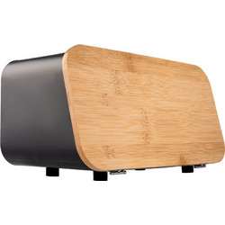 Estia Ψωμιέρα Bamboo Essentials Μεταλλική Με Καπάκι 34.5x19x17cm Μαύρη 01-12861