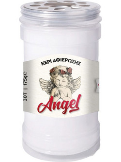 Κερί αφιέρωσης Angel 30Τ 3 ημερών 6x10,5cm λευκό