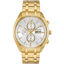 Bulova Sutton Ανδρικό Ρολόι Χρονογράφος με Χρυσό Μεταλλικό Μπρασελέ 97C109
