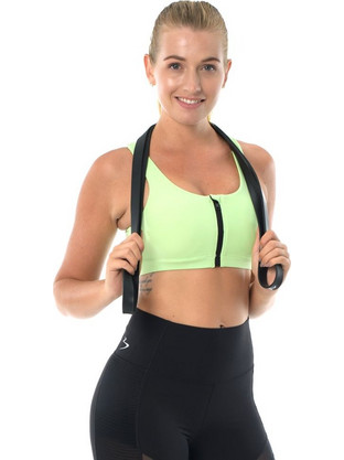 Beachbody Align Front Zip Αθλητικό Μπουστάκι με Μέτρια Στήριξη Lime 122589-717