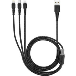 ROCKROSE RRCS03 καλώδιο USB σε Micro/Type-C/Lightning Cobra Pro, 1.2m, μαύρο