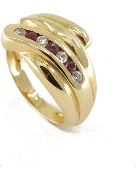 Δαχτυλίδι χρυσό 18 Κ, με ρουμπίνια και zircon, 1324