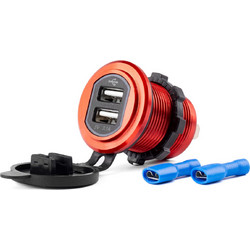ΠΡΙΖΑ ΜΕ 2 ΘΥΡΕΣ USB ΚΑΙ ΚΑΠΑΚΙ ΚΟΚΚΙΝΗ/ΜΑΥΡΗ 12/24V 5V 3.1A MOD-10 AMIO