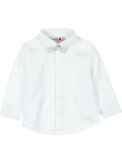 Boboli Πουκάμισο Set Linen Long Sleeve Shirt With Papillon For Baby Boy 715036-7280 Μπεζ Αγόρι