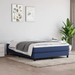vidaXL Κρεβάτι Boxspring Μπλε Υφασμάτινο με Στρώμα 100x200cm 160x200cm 3144091
