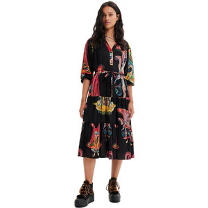 Desigual Midi Καθημερινό Φόρεμα Μαύρο 22WWVW29-2000 Desigual Midi Καθημερινό Φόρεμα Μαύρο 22WWVW29-2000