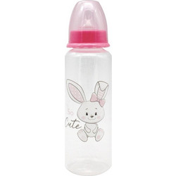 Honey Baby Πλαστικό Μπιμπερό με Θηλή Σιλικόνης 0-6m So Cute Rabbit Pink 250ml