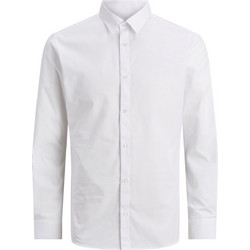 Jack & Jones Ανδρικό Πουκάμισο Βαμβακερό Μακρυμάνικο Slim Fit Λευκό 12187222
