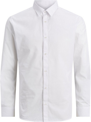 Jack & Jones Ανδρικό Πουκάμισο Βαμβακερό Μακρυμάνικο Slim Fit Λευκό 12187222