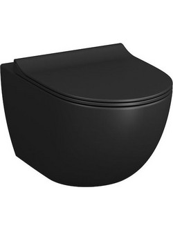 Λεκάνη Κρεμαστή Πορσελάνης Ceramita Opera Rimless με Κάλυμμα Slim Soft Close Μαύρη