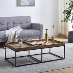 Nextdeco Τραπεζάκι Σαλονιού MDF με Μεταλλική Βάση Μ110xΠ60xΥ40cm 18868-2