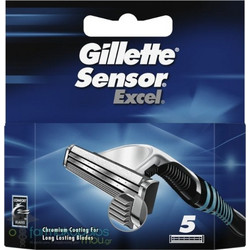 Gillette Sensor Excel Ανταλλακτικά Ξυραφάκια με 2 Λεπίδες & Λιπαντική Ταινία 5τμχ