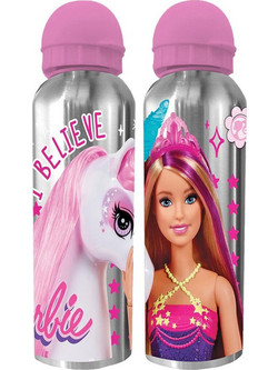 Justnote Barbie Παιδικό Μπουκάλι Αλουμινίου Ροζ Ασημί 500ml