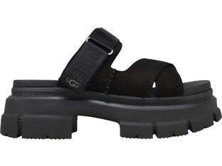 UGG Γυναικεία Πέδιλα Suede Μαύρα με Χοντρό Χαμηλό Τακούνι 1136765-0071