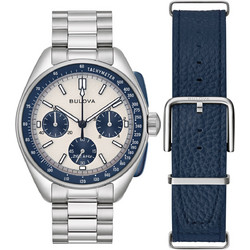 Bulova Lunar Pilot Ανδρικό Ρολόι Χρονογράφος με Ασημί Μεταλλικό Μπρασελέ 98K112