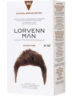 Lorvenn Color Pure Men 50 Καστανό Μεσαίο Ανδρική Ημιμόνιμη Βαφή Μαλλιών Χωρίς Αμμωνία 40ml