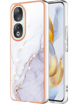 Θήκη Honor 90 OEM πλάτη με μεταλιζέ περίβλημα από αντικραδασμικό TPU λευκό