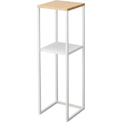 Yamazaki Ραφιέρα 2 Επιπέδων Μεταλλική Λευκή/Natural Tower 25x25x80