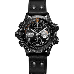 Hamilton Khaki Aviation Ανδρικό Ρολόι Χρονογράφος Αυτόματο με Μαύρο Δερμάτινο Λουράκι H77736733