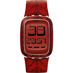 Swatch Bollente Touch Ψηφιακό Γυναικείο Ρολόι με Κόκκινο Καουτσούκ Λουράκι SURW111