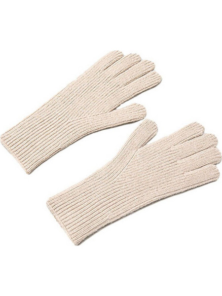Braided telephone gloves with cutouts for fingers - beige