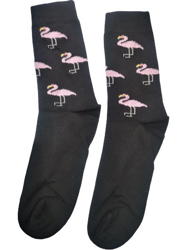 Κάλτσες μαύρες με ροζ φλαμίνγκο