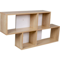 Επιτοίχια Ξύλινη Ραφιέρα με 4 Ράφια 100 x 19.5 x 53 cm Χρώματος Καφέ Ανοιχτό Bakaji 02837259