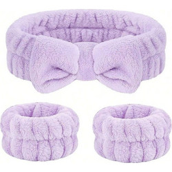 Bobby Warren Towel Set With Headband - Purple (3pcs)
