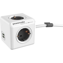 Allocacoc Extended PowerCube 4 Θέσεων με 2 USB και Καλώδιο 1.5m Γκρι
