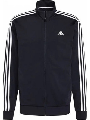 Adidas Primegreen Essentials 3-Stripes Ανδρική Ζακέτα Φούτερ με Φερμουάρ Μαύρη H46100