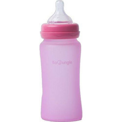 Bo Jungle B-Thermo Γυάλινο Μπιμπερό με Θηλή Σιλικόνης 3m+ Pink 240ml 595110