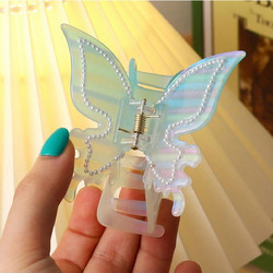 Hair Clip Iridescent Butterfly Pearly Hair Blue