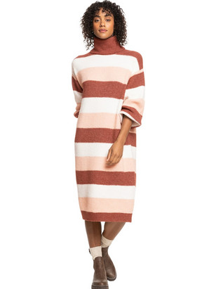 Roxy Pale Midi Καθημερινό Φόρεμα Πλεκτό Μπεζ ERJKD03441-MMS0