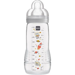Mam Easy Active Πλαστικό Μπιμπερό με Θηλή Σιλικόνης 4m+ Space Grey 330ml
