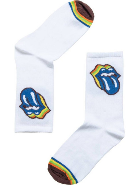 Unisex λευκή κάλτσα με σχέδιο γλώσσα