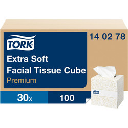 Χαρτομάντιλα 2φυλλα Σε Κύβο 20x20,9 Cm 30x100τεμ Tork Extra Soft 140278