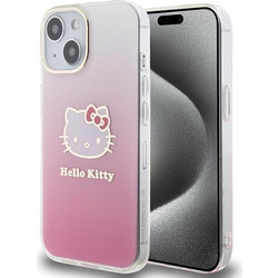 Hello Kitty IML Gradient Electrop Kitty Head case for iPhone 15 - pink