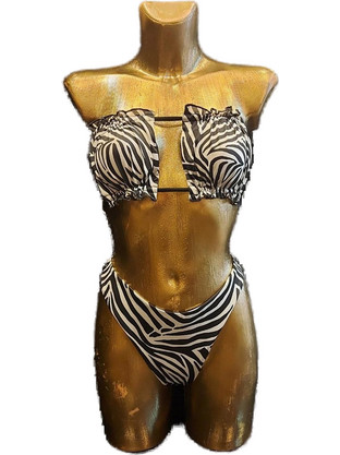 Μαγιό Μπικίνι Ψηλόμεσο Zebra Print z1001